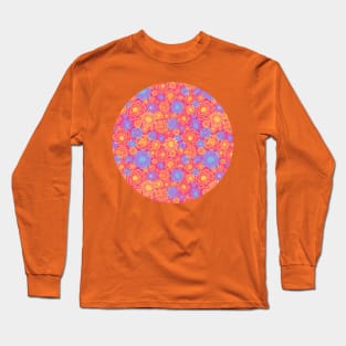 Vivid Flowers Pattern with Bold Colors Long Sleeve T-Shirt